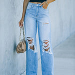 Women's Jeans Ripped Wide Leg Pants