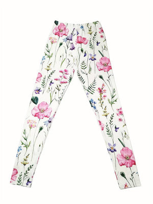 Flower Print Elastic Skinny Casual Leggings