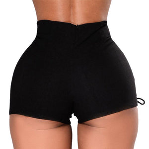 Side Bandage High Waist Denim Shorts