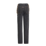 High Rise Chain Straight Leg Jeans