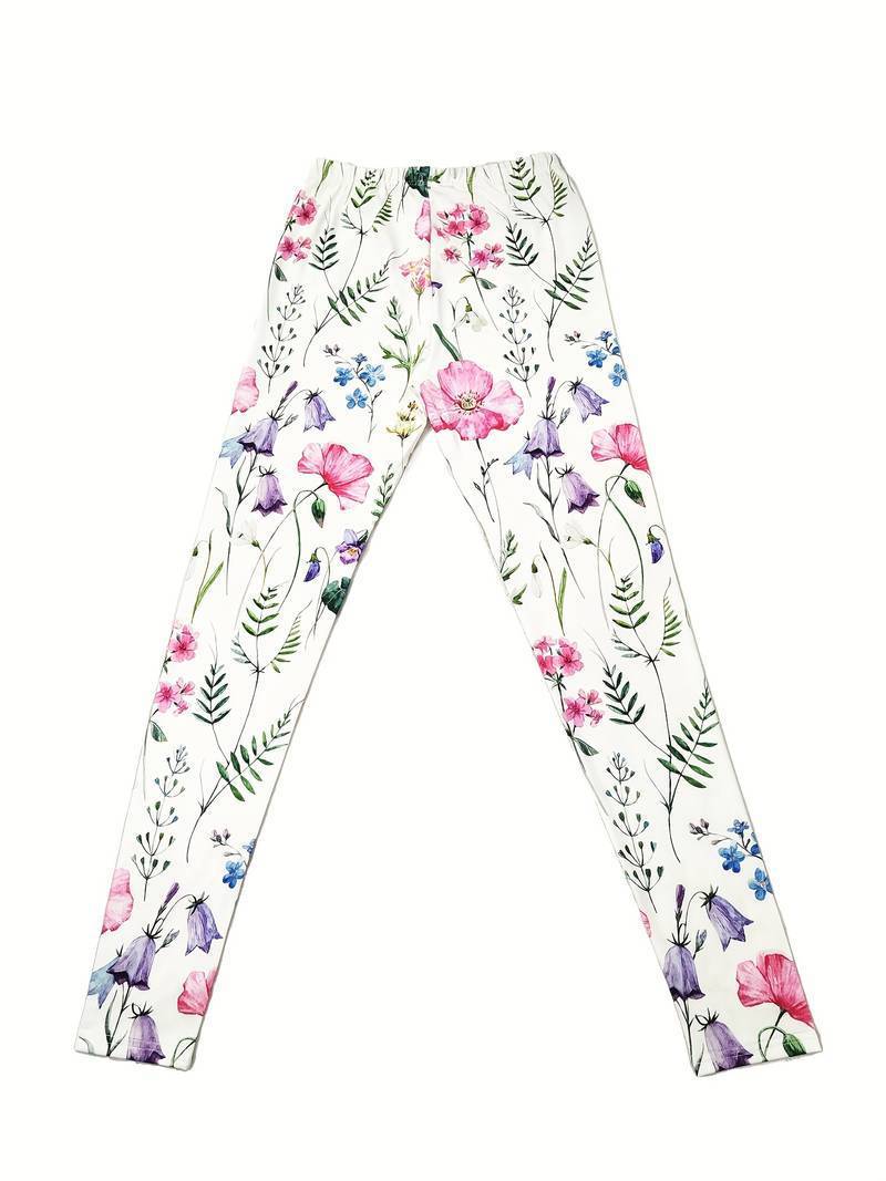 Flower Print Elastic Skinny Casual Leggings