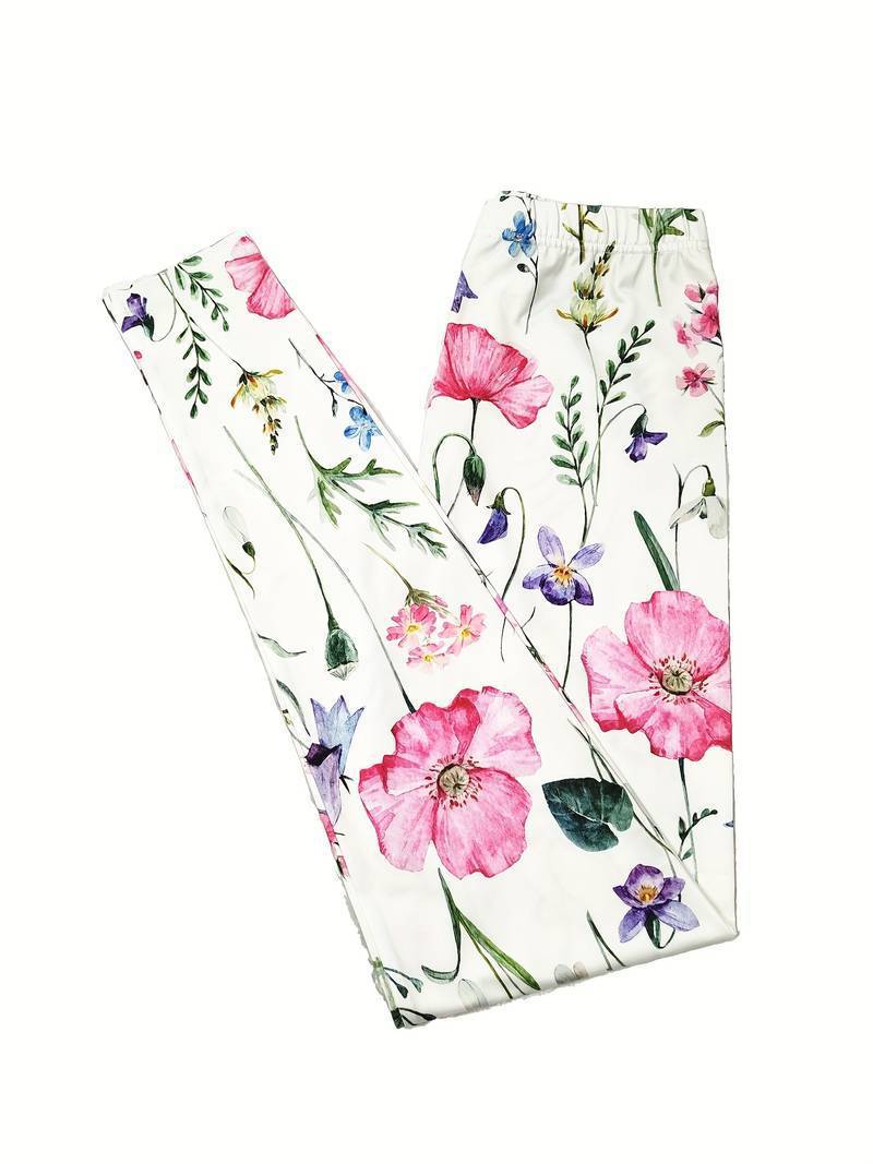 Flower Print Elastic Skinny Casual Leggings