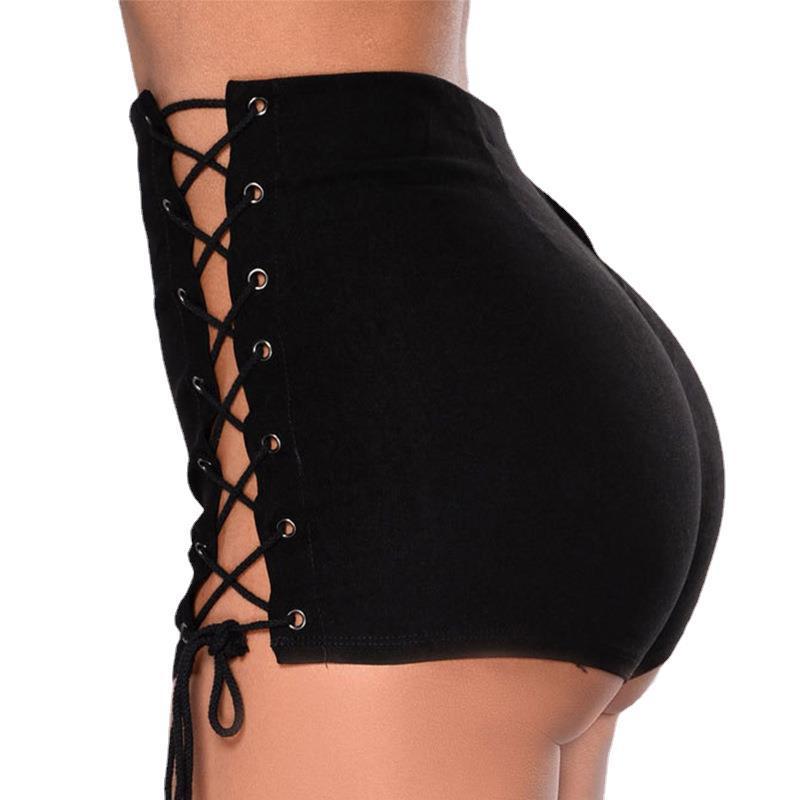 Side Bandage High Waist Denim Shorts